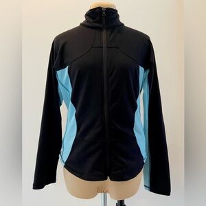 Lululemon Lightweight Zip Up Black and Light Blue Top - Sz M